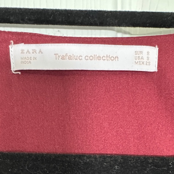 Zara Maroon dress size Small with embroidered floral pattern - Picture 2 of 12